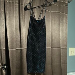 David's Bridal Black Dress with White Dots